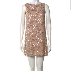 Alice + Olivia Beige Sequin Dress